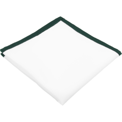 Bílý pánský kapesníček do saka se smaragdově zeleným lemem