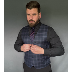 Dark Navy Men's Silk Necktie with Burgundy Pattern