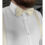 Cream (ecru) men's accessory set with a subtle texture - suspenders, bow tie and pocket square