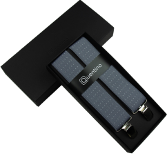 Šedé pánské široké kšandy s puntíky