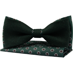 Smaragdově zelený pánský motýlek s hnědo bílým vzorem