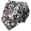 Black Men's Cotton Necktie with Grey-Pink Flowers