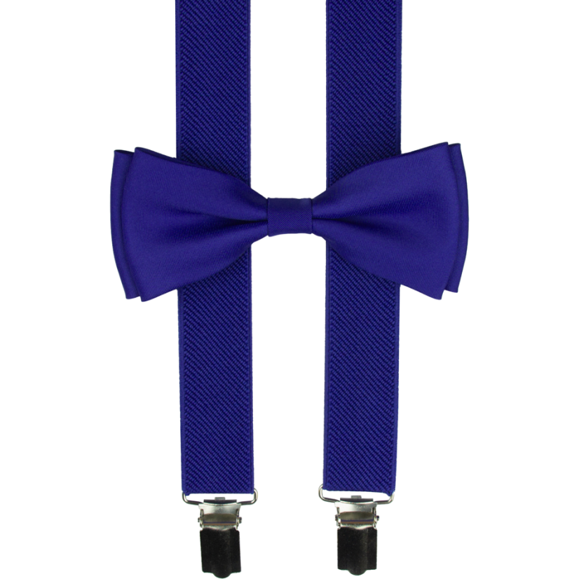 Královsky modré pánské kšandy s motýlkem