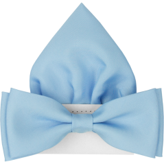 Light Blue Men's Bow Tie Matte with Pocket Square