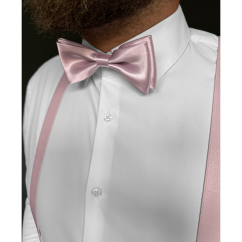 Dusty Pink Men's Suspenders with Shiny Bow Tie