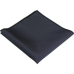 Dark Navy Men's Pocket Square with Fine Dotted Stripes