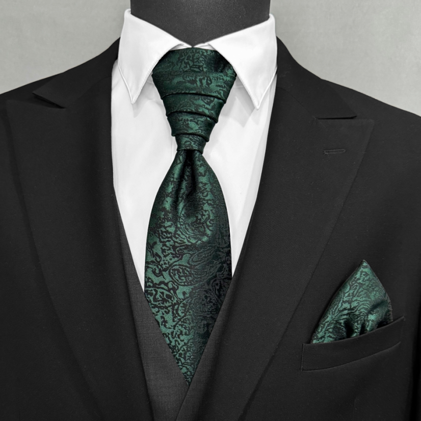 Smaragdově zelená elegantní kravata s paisley vzorem
