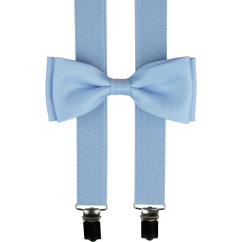 Světle modré pánské kšandy s motýlkem