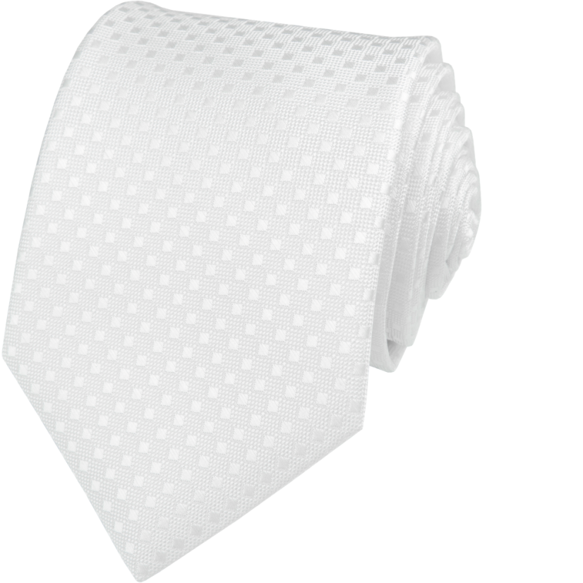 Bílá pánská svatební kravata s jemným geometrickým vzorem a kapesníčkem