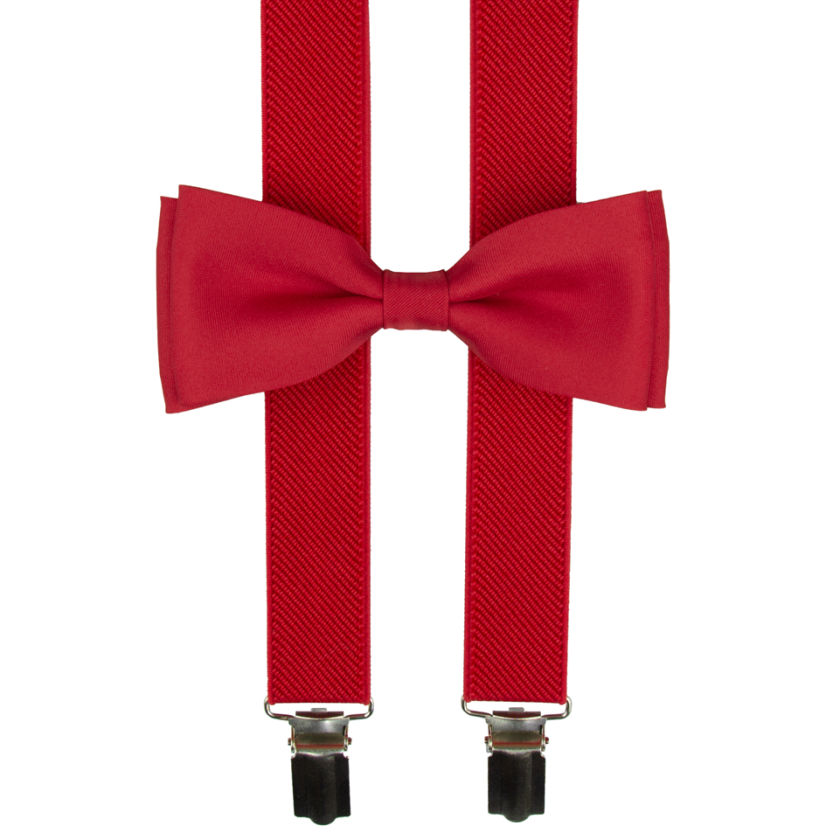 Červené pánské kšandy s motýlkem