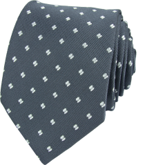 Šedá pánská kravata s bílými puntíky