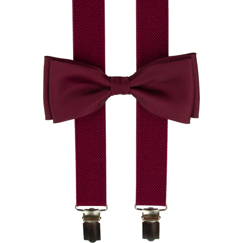 Vínově červené pánské kšandy s motýlkem Vínově červené pánské kšandy s motýlkem