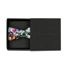 Černý MINI dětský motýlek s modro fialovými květy