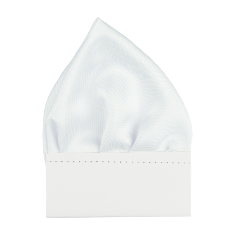 Bílý pánský kapesníček do saka matný