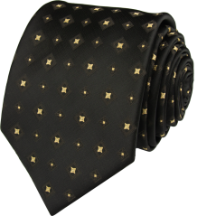 Tmavě hnědá pánská kravata se zlatým vzorem