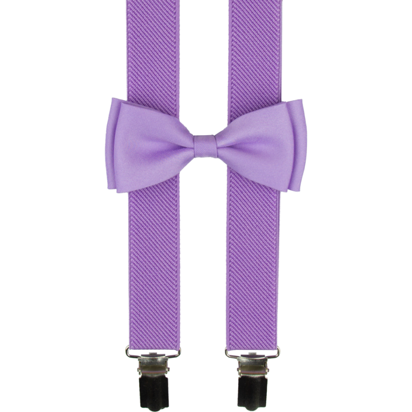 Fialové dětské kšandy s motýlkem