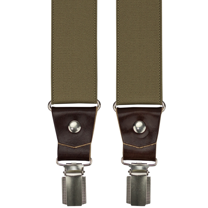 Světle hnědé pánské široké kšandy s tmavě hnědou pravou kůží