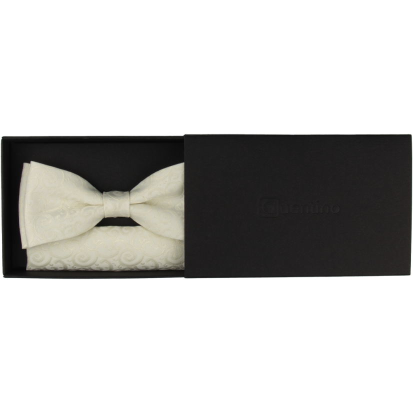 Cream Men's Bow Tie with Ornamental Pattern