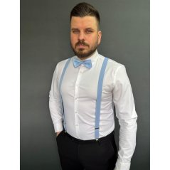 Světle modré pánské kšandy s motýlkem