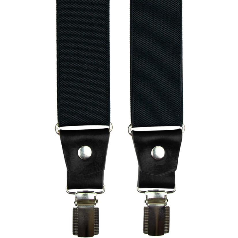 Černé pánské široké kšandy s černou pravou kůží