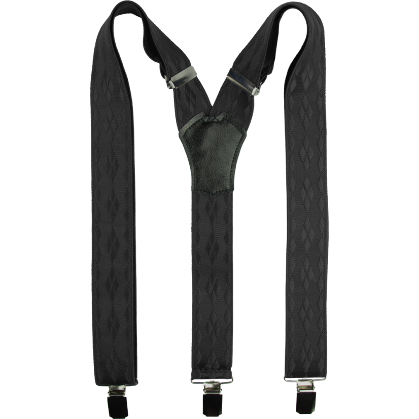 Black Men's Wide Suspenders with Elegant Pattern