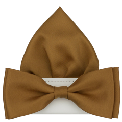 Skořicový pánský motýlek matný s kapesníčkem