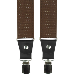 Hnědé pánské široké kšandy s puntíky a pravou černou kůží