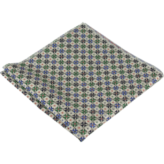Beige Men's Pocket Square with Geometric Pattern