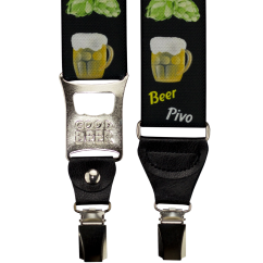 Beer Black Men's Suspenders with Bottle Opener