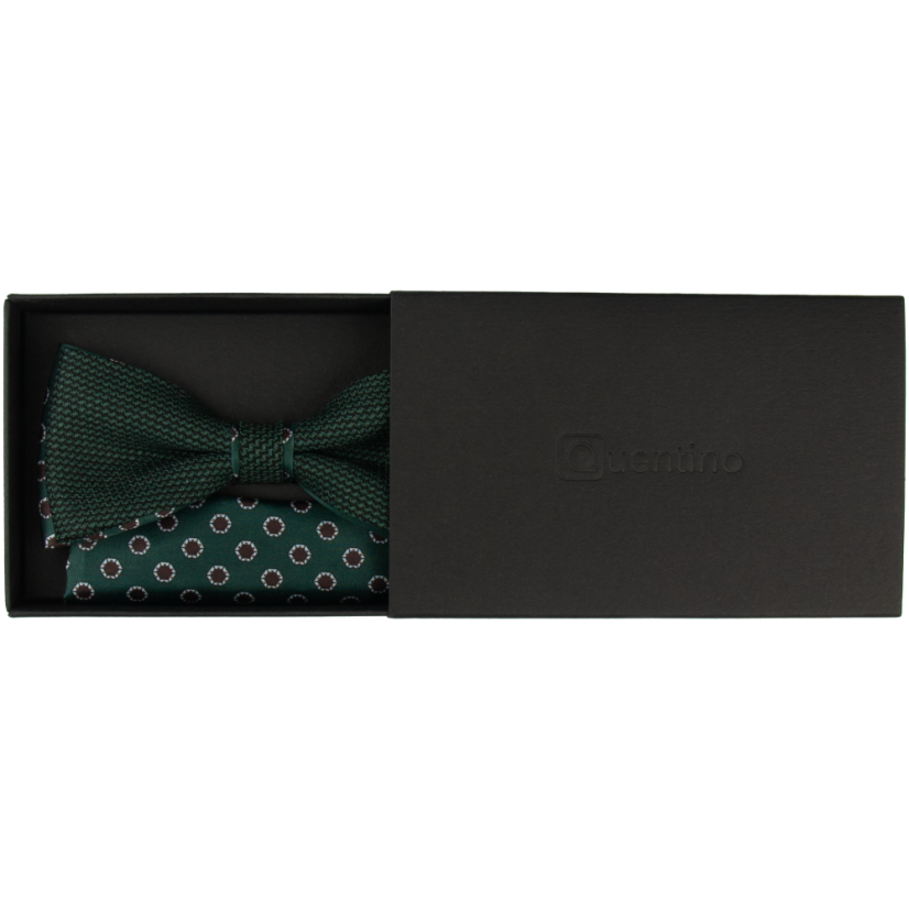 Smaragdově zelený pánský motýlek s hnědo bílým vzorem