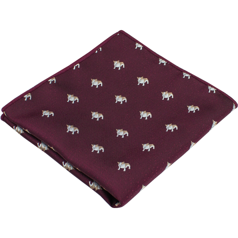 Bordeaux Men's Pocket Square BULLDOGS