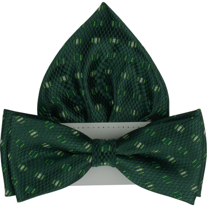 Smaragdově zelený pánský motýlek se vzorem včetně kapesníčku Smaragdově zelený pánský motýlek se vzorem včetně kapesníčku