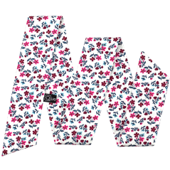 Bílá dámská stuha s vínově růžovými květy