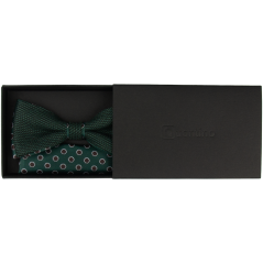 Smaragdově zelený pánský motýlek s hnědo bílým vzorem