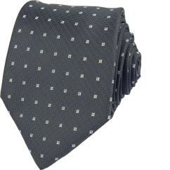 Tmavě šedá pánská kravata s jemným čtverečkovaným vzorem
