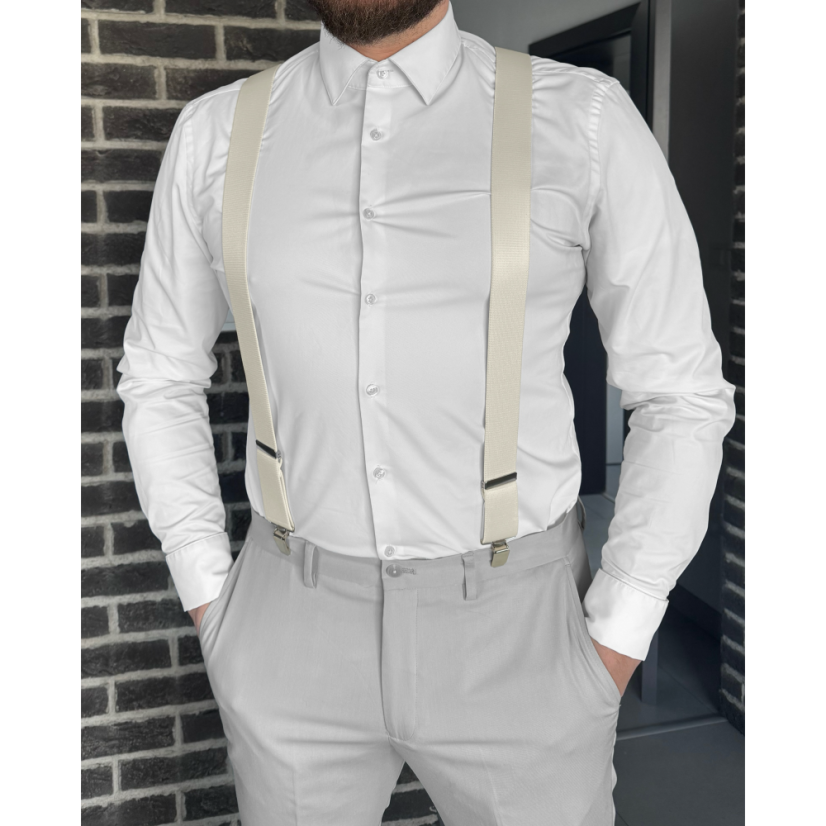 Cream (ECRU) Men's Wide Suspenders
