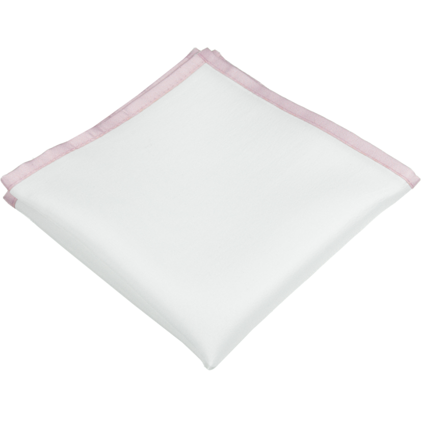 Bílý pánský kapesníček se starorůžovým lemem