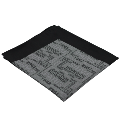 Grey Men's Pocket Square with Black Border and Text Motif