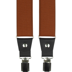 Brick Red Men's Wide Suspenders with Black Genuine Leather