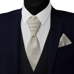 Cream (Ecru) Wedding Necktie with Embroidered Ornaments