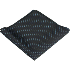 Black Men's Pocket Square with Dark and Light Blue Polka Dots