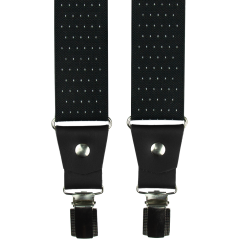 Černé pánské široké kšandy s puntíky a pravou černou kůží