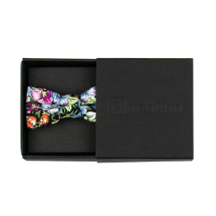 Černý MINI dětský motýlek s modro fialovými květy