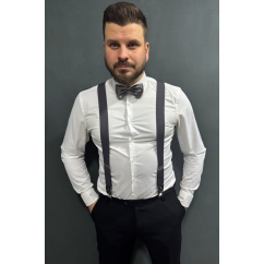 Grafitově šedý pánský motýlek lesklý