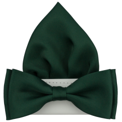 Smaragdově zelený pánský motýlek matný s kapesníčkem