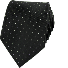 Black Men's Necktie with White Polka Dots