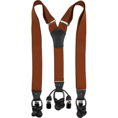 Brick Red Men's Wide Suspenders with Clips and Black Leather Loops