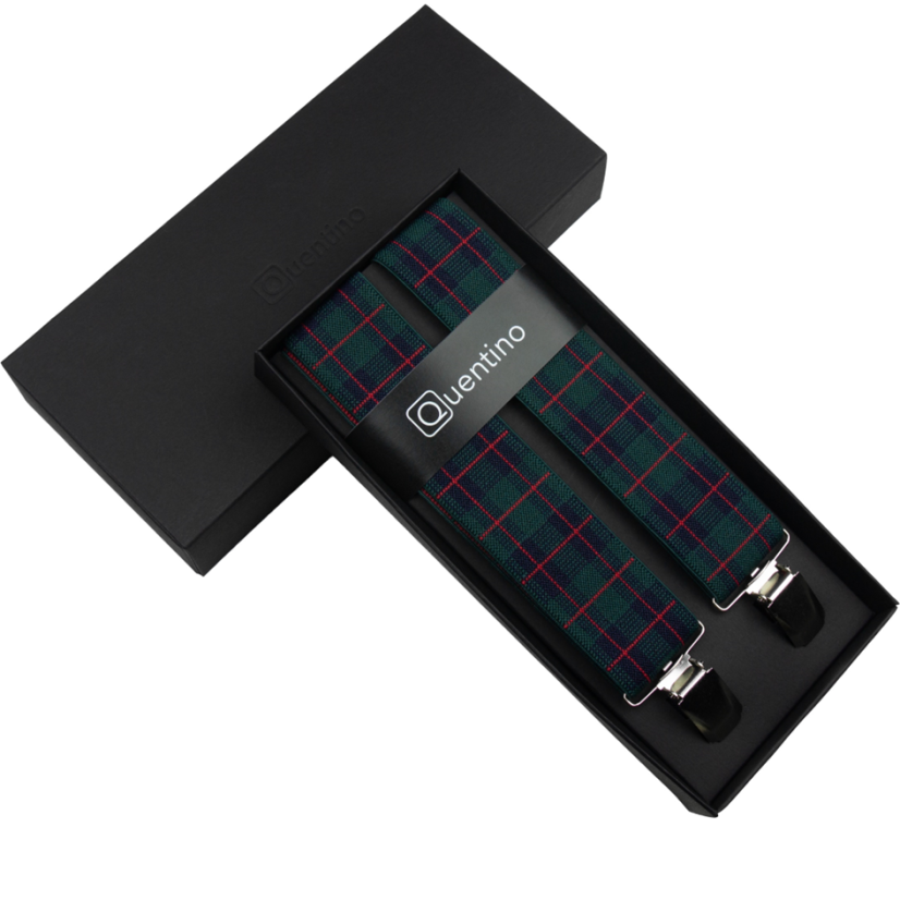 Zelené kárované pánské široké kšandy