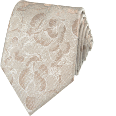 Světle hnědá pánská svatební kravata s květinovým vzorem