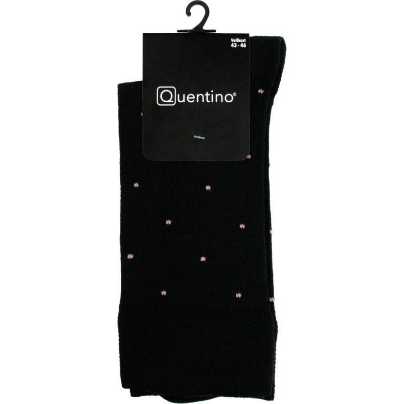 Černé pánské ponožky se světlounce růžovými puntíky